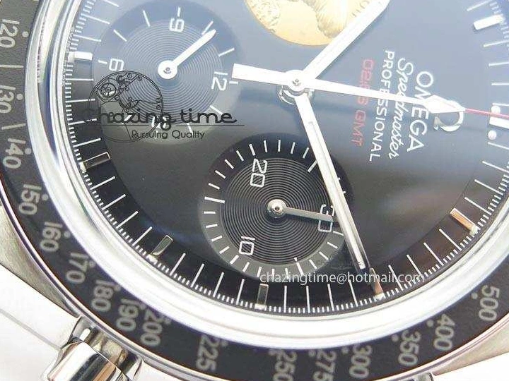 0315 Effortless Speedmaster Apollo 11 On SS Bracelet Manual Winding Chrono Movement 8225